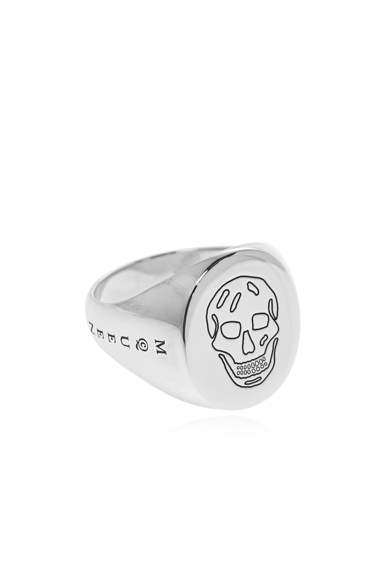 Silver Signet ring with engraved logo Alexander McQueen